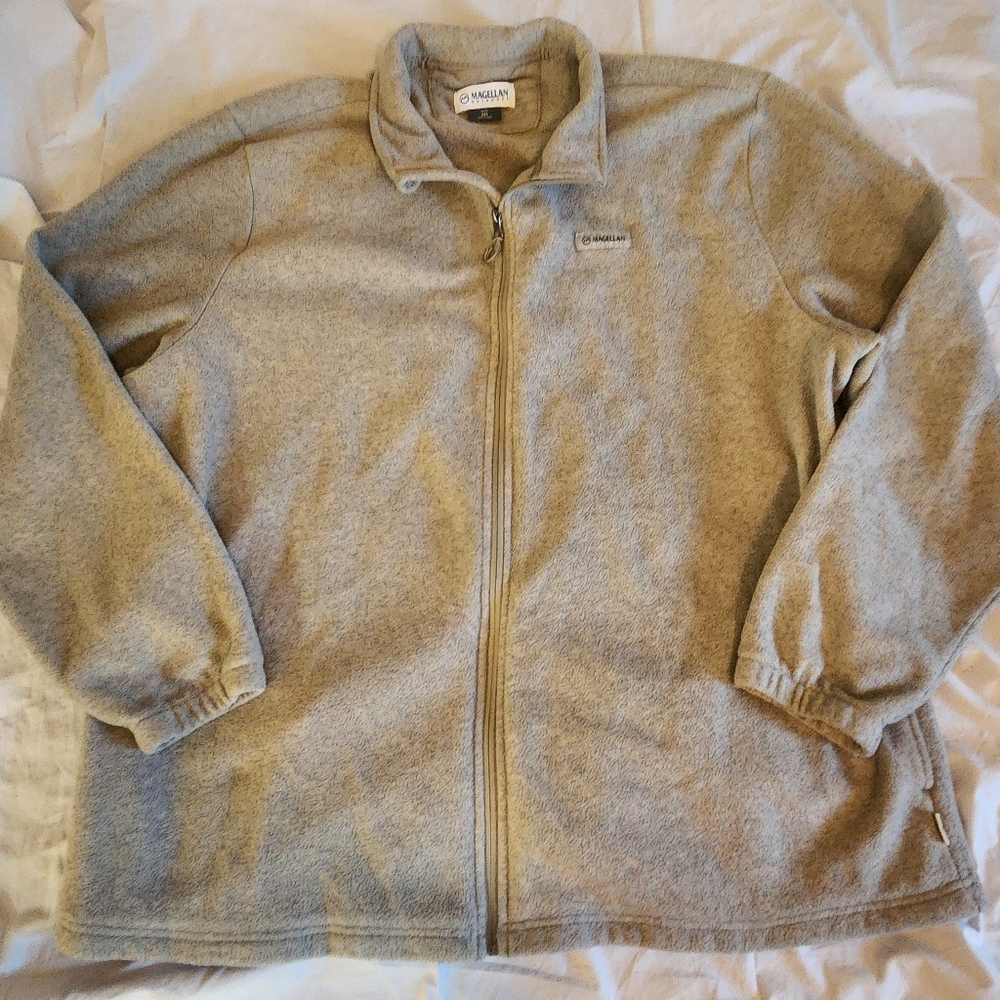 Magellan Outdoors Gray Zip Up Sweater with Stand-Up Collar Size 3XL